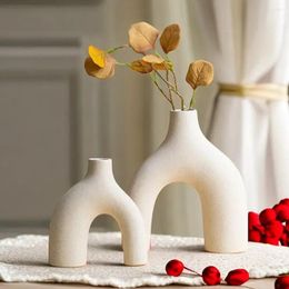 Vases BoyouUnglazed White Ceramic Vase Modern Art Nordic Pampas Grass Fresh Dried Flower Pot Shelf Desk Table Office Decoration