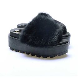 Slippers Slippers Womens slide genuine fur flat bottomed socks ticking shoes fashionable soles flip covers outdoor anti slip casual solid womens H240326QN