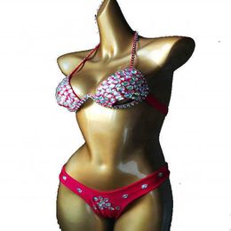Sexy Bling Rhinestone Bathing Suit Swimsuit Bikini Set for Woman