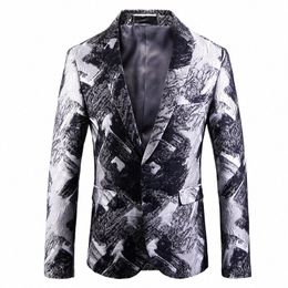 shenrun Men Blazer Slim Fit Jacket Retro Style Black Gray Suit Jackets Busin Casual Blazers Stage Dr Singer Host Costumes 67Fq#