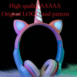 New Headworn Bluetooth Headset, Popular and Cute, Shiny Cat's Ears (steamed Cat-ear Shaped Bread)+unicorn Plug-in Wireless Headset