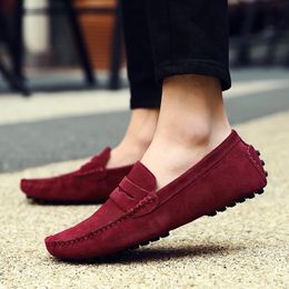 Men Casual Shoes Espadrilles Triple Black White Brown Wine Red Navy Khaki Mens Suede Leather Sneakers Slip On Boat Shoe Outdoor Flat Driving Jogging Walking 38-52 B081