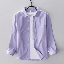Men's Casual Shirts Cotton Oxford Shirt -Casual Fashion Long Sleeves -Brand For Spring Autumn Solid Color Work Lapel Tops