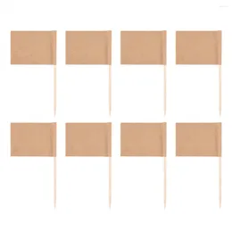 Decorative Flowers 200 Pack Blank Toothpick Flags Kraft Paper Flag Picks Cheese Markers For Cupcake Food Fruit Party Decorations