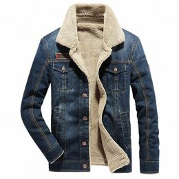 6xl Winter Thicker Warm Denim Jacket Men Fleece Mens Jacket Multi-pockets Cowboy Clothing Windbreaker Outwear Jean Coat Male F8O6#