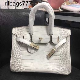 Handbag Genuine Leather Bk Luxurys Lady Begonia Luxury Crocodile Pattern Half Seam Wax Thread Women's for Lesbians