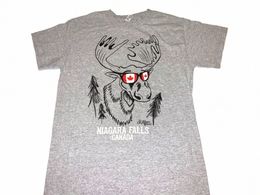 niagara Falls Canada Happy Moose Wearing Sunglasses Vacati T Shirt Nice SMALL lg or short sleeves W3XI#