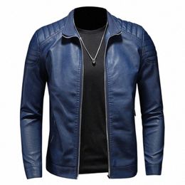 trend Motorcycle Jacket Spring Mens Fi Leather Jacket Slim Fit PU Jacket Male Anti-wind Motorcycle Jackets Men Biker Coat U9B8#