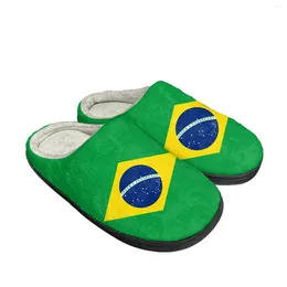 Slippers Brazilian Flag Home Cotton Custom Mens Womens Sandals Brazil Prode Plush Bedroom Casual Keep Warm Shoes Thermal Slipper