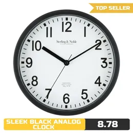 Wall Clocks Mainstays 8.78" Modern Black Analogue Clock: Sleek Indoor Timepiece