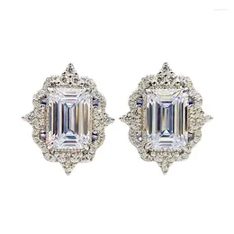 Stud Earrings S925 Silver Ear High Carbon Diamond 6 9mm Emerald Zircon Versatile Earring Jewellery