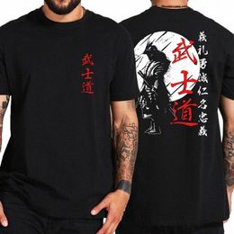 japan Samurai Spirit T Shirts For Men Japanese Style Back Print Loose Oversized 100% Cott Tops T-shirt Bushido Male Gifts Tee T7R7#