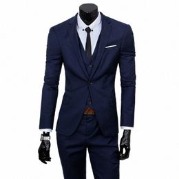 2023 New Men Suits Single-Breasted Brand Suits Jacket Formal Dr Men Suit Set Wedding Suits Groom Tuxedos Jacket+Pants+Vest 61vq#