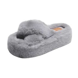 Slippers Slippers Cunky Platform Fur Slide Womens 2023 Autumn Tick Boom Outdoor Plus Size 42 Types Designer Soes H240326R65W