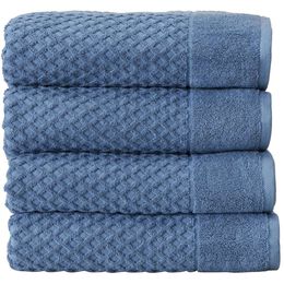 Great Bay Home 100% Cotton Blue Towel Set 4 Soft (30 X 52 Inches) Highly Absorbent, Quick Drying Bath Towels | Grayson Collection (4 Piece Set, Blue)