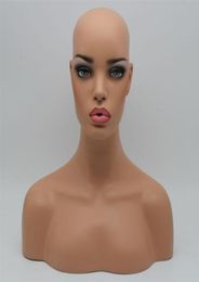 New Item Realistic Female Black Fibreglass Mannequin Dummy Head Bust For Lace Wig And Jewellery Display EMS 261C2011622