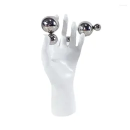 Decorative Figurines Resin White Hand With Silver Balls Ornaments Sculpture For Home Office Floral Arrangement Abstract Decoration Crafts