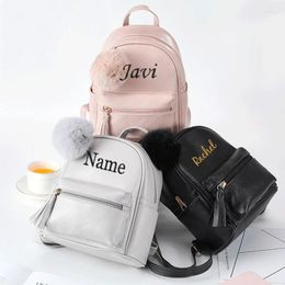 School Bags Embroidered Leisure Versatile Women's Backpack Personalised Customization Trendy Solid Colour With Name Gift Bag