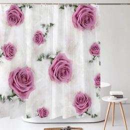 Shower Curtains 3D Beautiful Rose Flowers Bathroom Curtain Home Decor Anti-mold Waterproof With Hook 180x200cm