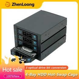 Chain/Miner 4Bay Hot Swap Hard Disk Cage Mobile 3.5inch SATA SSD HDD Rack Cabinet Data Storage For Three 5.25inch Optical Drive Position