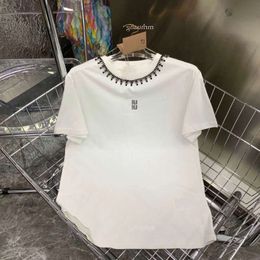 Shirt Women T Designer Tshirt Womens Summer Round Neck Short Sleeve Tees Fashion Rhinestone Letter Graphic Tee Cotton Tops shirt s ees ee ops