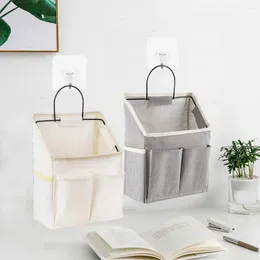 Storage Bags Wall-mounted Iron Hook Hanging Bag Multiple Pockets Pouch Folding Dormitory Book Glasses Wall Organizer