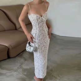 Casual Dresses High Quality Long White Party Prom Birthday Dress Sexy Lace Women Clothing Mesh Bodycon Wedding Ladies Gowns Maxi