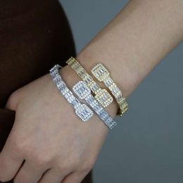 Yu Ying Pass Diamond Test GRA Baguettes Moissanite 12Mm Wide Solid Sier Cuban Link Bracelet For Hip Hop Jewellery