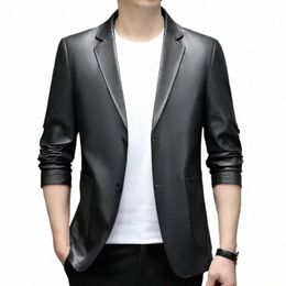 leather Jacket Men Fi Autumn Models of Men's Suits Leather Coat Slim Sheepskin Youth Models Lapel Male Clothing b8ip#