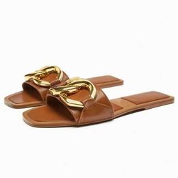 Slippers Slippers Summer Womens Slide Fashion Brand Leisure Flat Socks Diaper Toe Beach Sandals Outdoor Flip Low EEL H240326V4NO