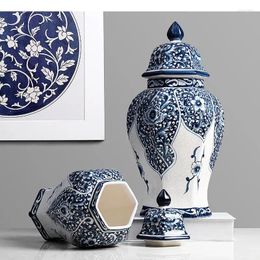 Vases Ceramic Storage Tank Flower Vase Organisation With Lid Jar Chinese Style Crack Handmade Crafts Home Decoration