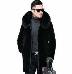 winter Fur Jacket Men Lg Sleeve Faux Fox Fur Coat Thick Warm Hooded Luxury Fi Black Btjas Mens Furry Shaggy Outerwear 57Zl#