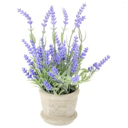 Decorative Flowers Indoor Plant Pots Artificial Flower Lavender Potted Plants Purple Office