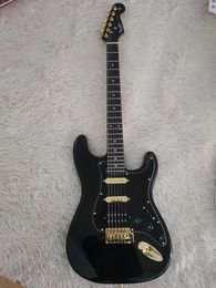High quality S T black electric guitar, in stock, fast shipping