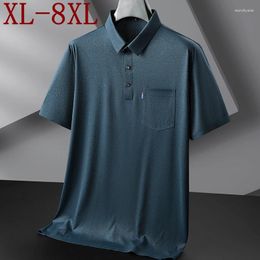 Men's Polos 8XL 7XL 6XL 2024 Summer High End Luxury Polo Shirt Men Tops Business Casual Mens Shirts With Pocket Loose Camisa Masculina
