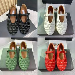 Leather Dress Shoes With Rhinestone Woman Ballet Shoes Casual Comfortable Sandals Dancing Shoes With Box 547