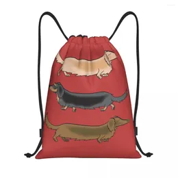 Shopping Bags Custom Kawaii Dachshund Dogs Drawstring For Training Yoga Backpacks Men Women Wiener Sausage Dog Sports Gym Sackpack