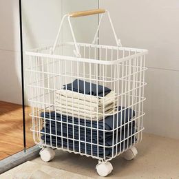 Laundry Bags 1Pc Home Iron Basket With Wheels Bathroom Multi Functional Dirty Clothes Toys Moveable Storage
