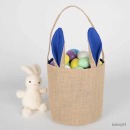 Storage Baskets Easter Cartoon Bunny Ears Basket Candy Bag Easter Day Decoration Kids Eggs Toys Storage Handbag Festive Party Tote Bag