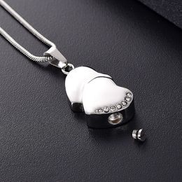 LKJ12447 Silver Tone Heart Cremation Pendant Men Women Ashes Holder Memorial Urn Necklace with Funnel & Gift Box214B