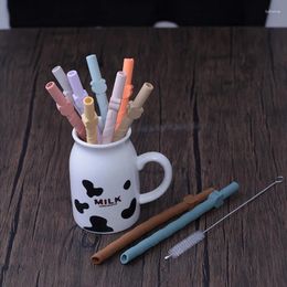 Disposable Cups Straws Food Grade Baby Supplement Bendable Portable Milk Tea Heat Resistant Large Calibre Coloured