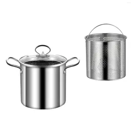 Pans Deep Fryer Kitchen Noodles Pot With Filter Basket Portable French Fries Pan