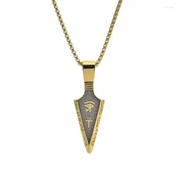 Pendant Necklaces Carbon Fiber Spear Head Horus Eye Anka Cross Men Punk Jewelry Stainless Steel