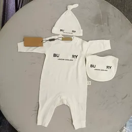 Neugeborener Baby Jumpsuit Kids Bodysuit für Babys Girl Designer Markenbrief Kostüme Overalls Kleidung Outfit Strampler Outfi Bib Hat 3pc CSD2403276-6