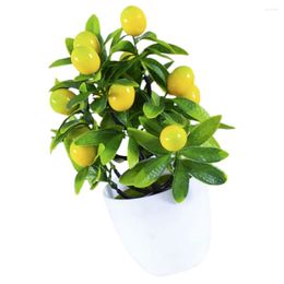 Decorative Flowers Small Artificial Plant Fake Plastic Tree Bonsai Decor Potted Bathroom Faux Indoor Window Tabletop