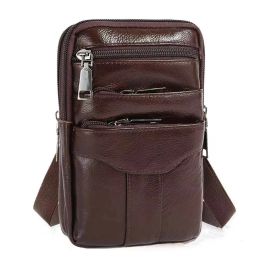 Covers Leather Cellphone Purse For Men Crossbody Bag Belt Loop Messenger Waist Belt Bag Fit Phone Under 6.5 inch