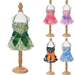 Dog Apparel Printed Bow Pet Dress Summer Clothes Small Fresh Style Floral Princess Sleeveless Skirts Ropa Perro