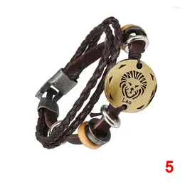 Charm Bracelets 12 Constellations Men Women Braided Bracelet Cuff Leather Zodiac Signs Couple Lovers Casual UND Sale