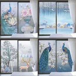 Window Stickers Customised Stained Glass Film Films Static Cling Frosted Sticker Poster Home Decor Church Peacock Birds