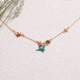 Pendant Necklaces Sweet And Fresh Forest Style Natural Gradient Red Yellow Blue Feather Exquisite Emerald Bird Versatile Necklace